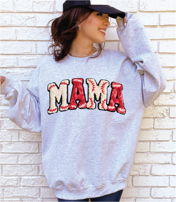 Baseball Mama Faux Yarn Athletic Grey