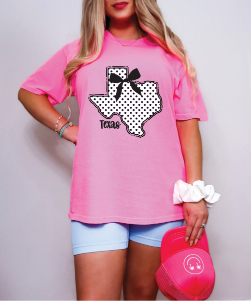 Polka Dot Texas - Neon Pink Graphic Tee
