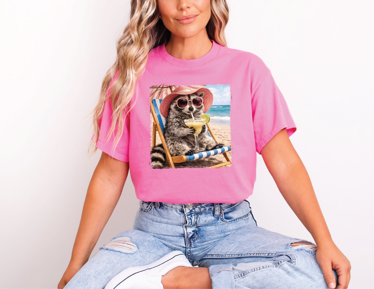 Margarita Raccoon - Neon Pink Graphic Tee