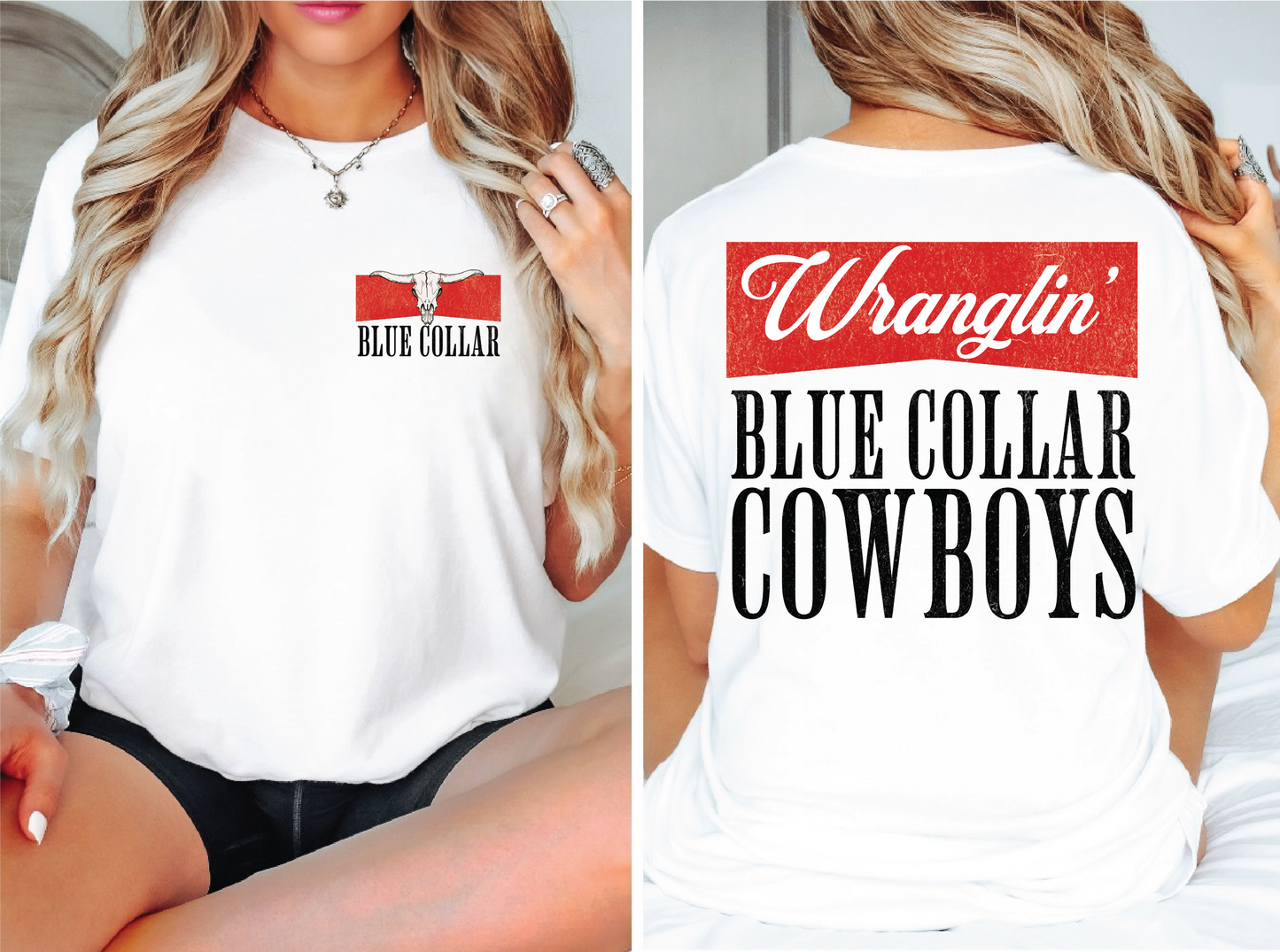 Wranglin' Blue Collar Cowboys- Unisex Graphic Tee