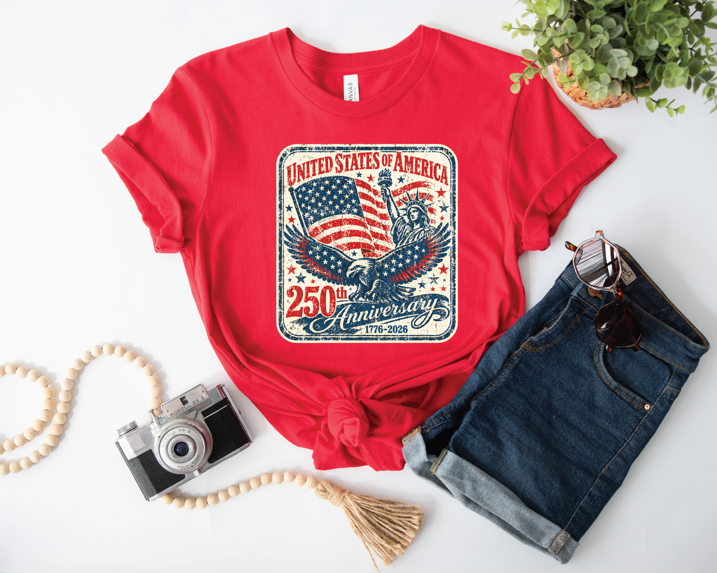 USA 250 Years  - UNISEX RED GRAPHIC TEE