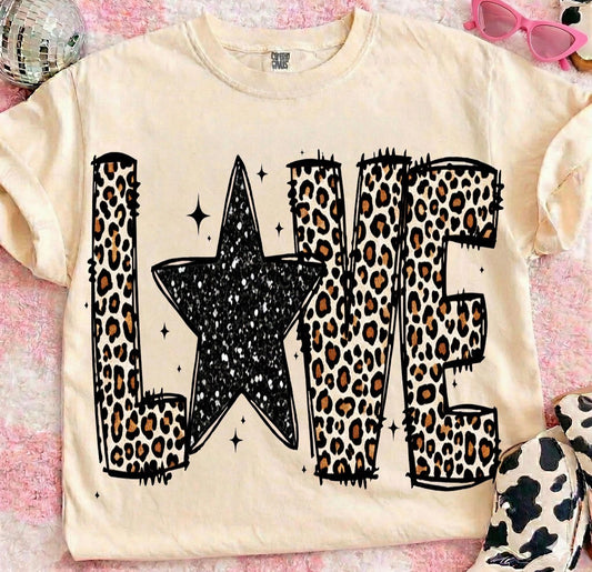 Leopard Love Faux Glitter - Unisex Graphic Tee