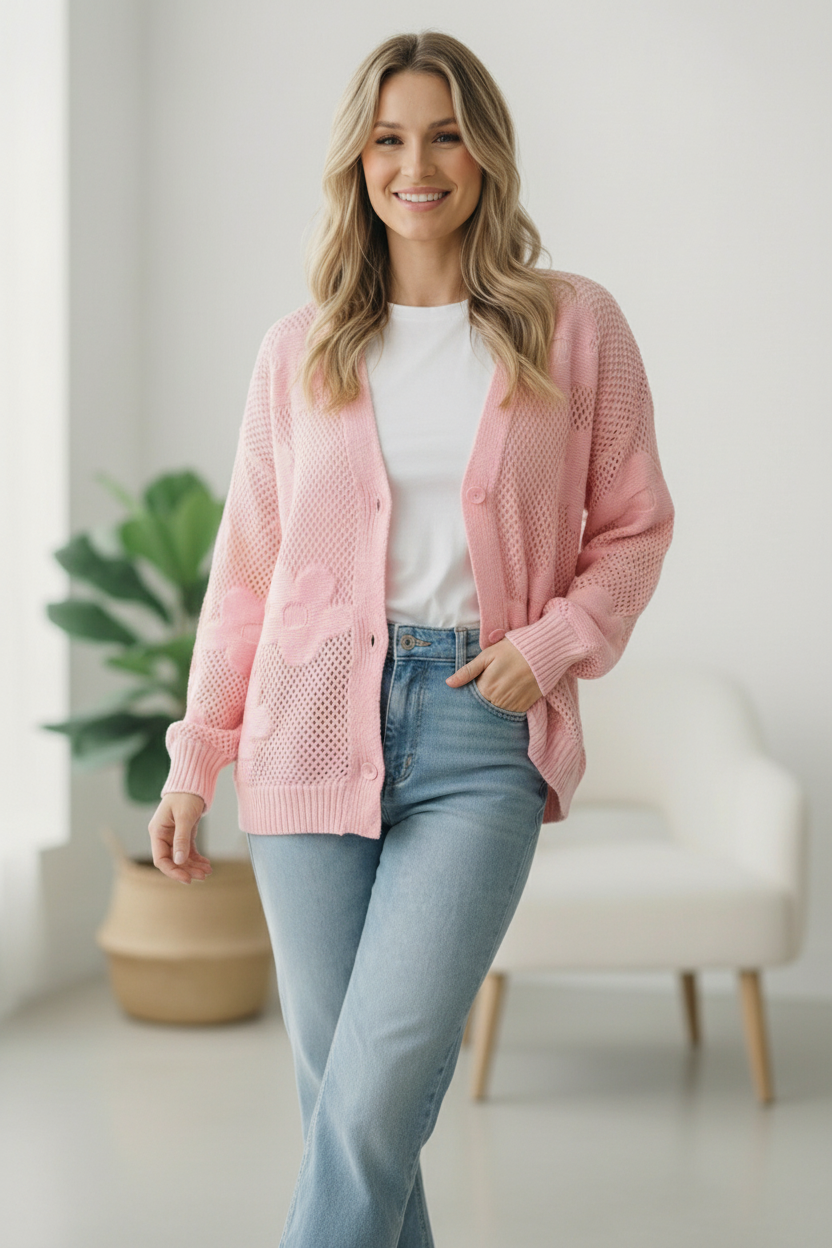 The Pink Daydream Netted Cardigan
