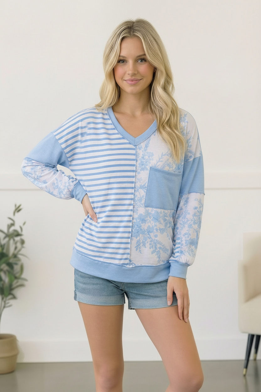 Coastal Calm Colorblock Top