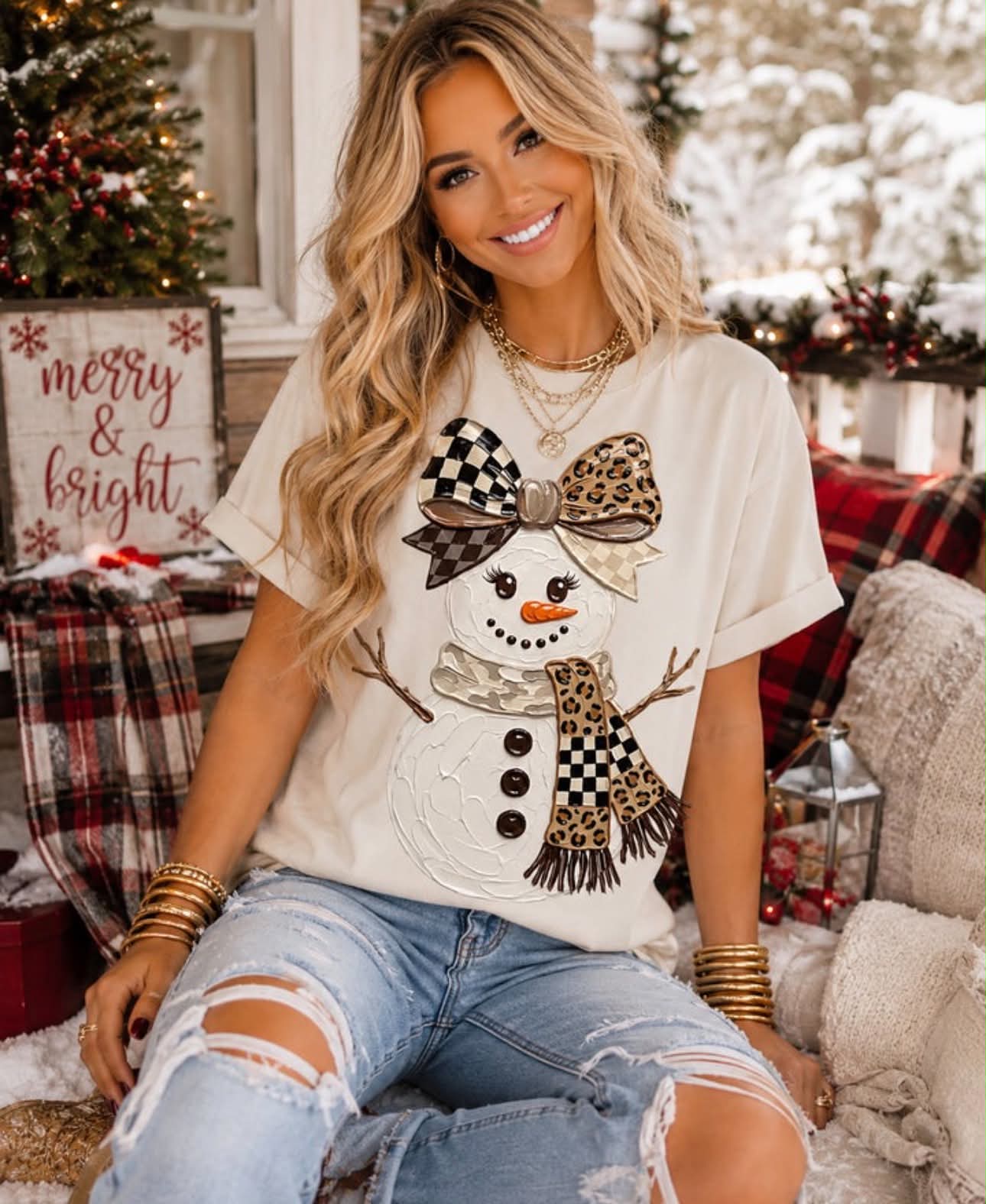 Painted Leopard Snowman- Unisex Sweatshirt/Tee