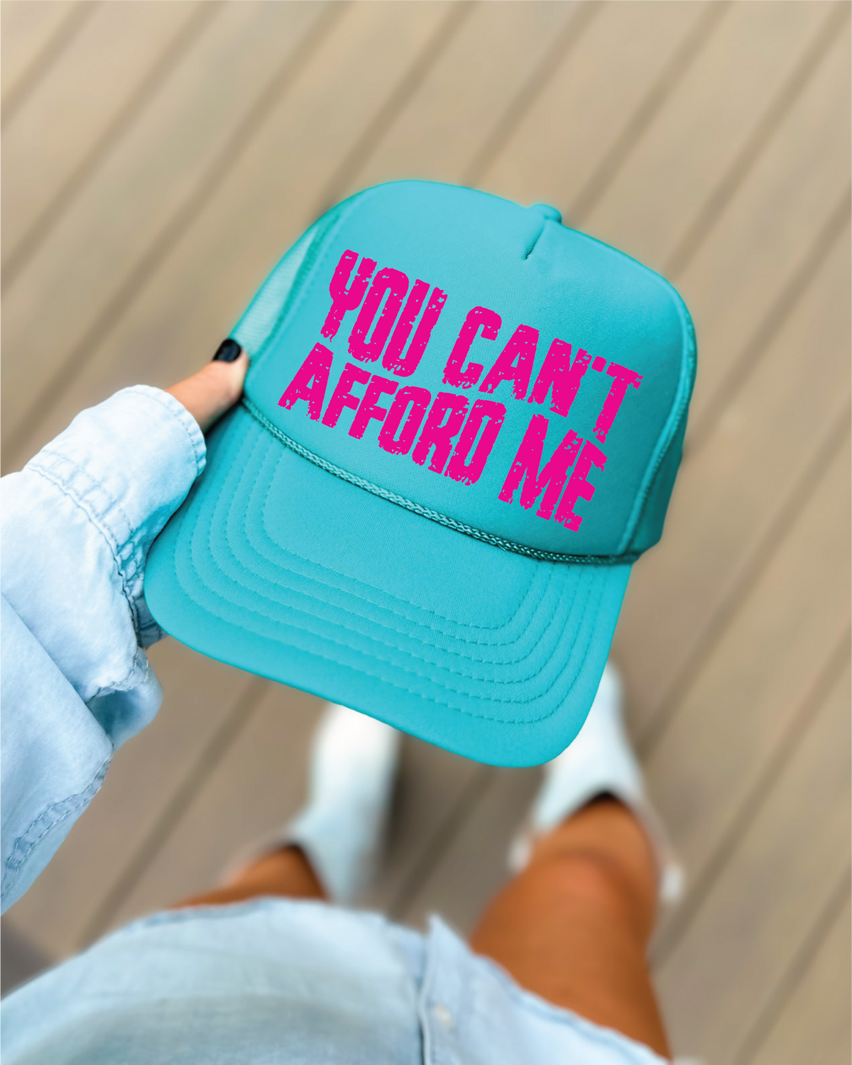 You Can't Afford Me DTF Printed Jade Trucker Hat