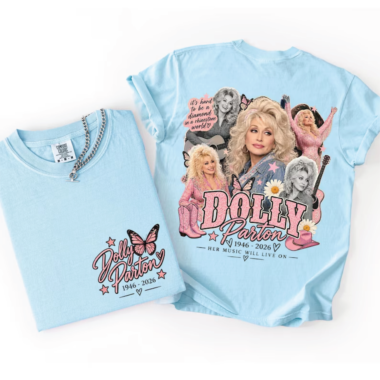 DOLLY MEMORIAL - LIGHT BLUE GRAPHIC TEE