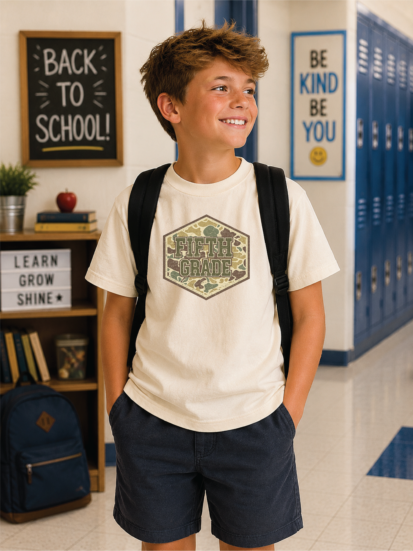 Boys 5th Grade Duck Camo Back to School Graphic Tee