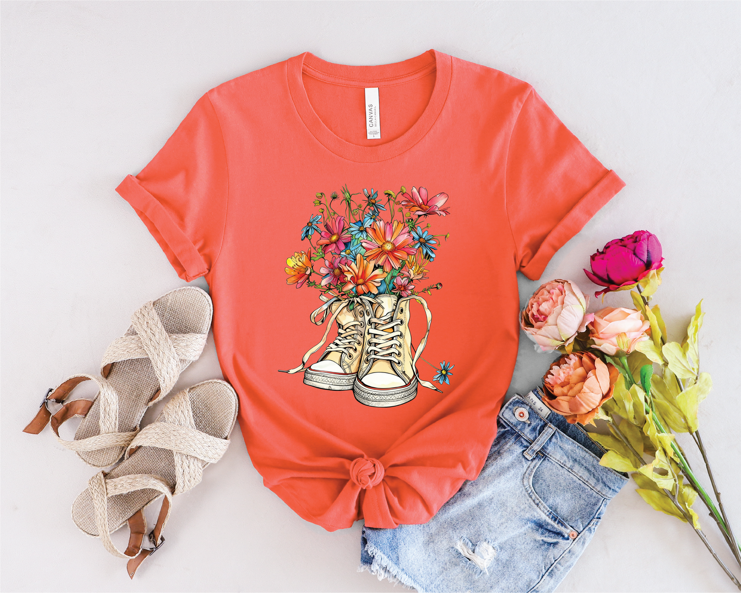 Floral Spring Hightops -Unisex Tee