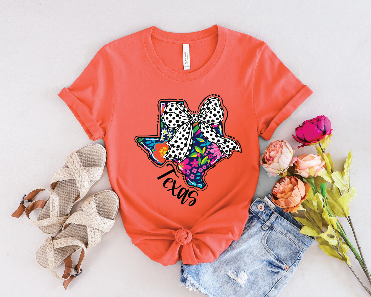 Floral Texas Polka Dot Bow- Unisex Graphic Tee