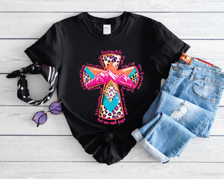 Faith Leopard Cross- UNISEX Graphic Tee