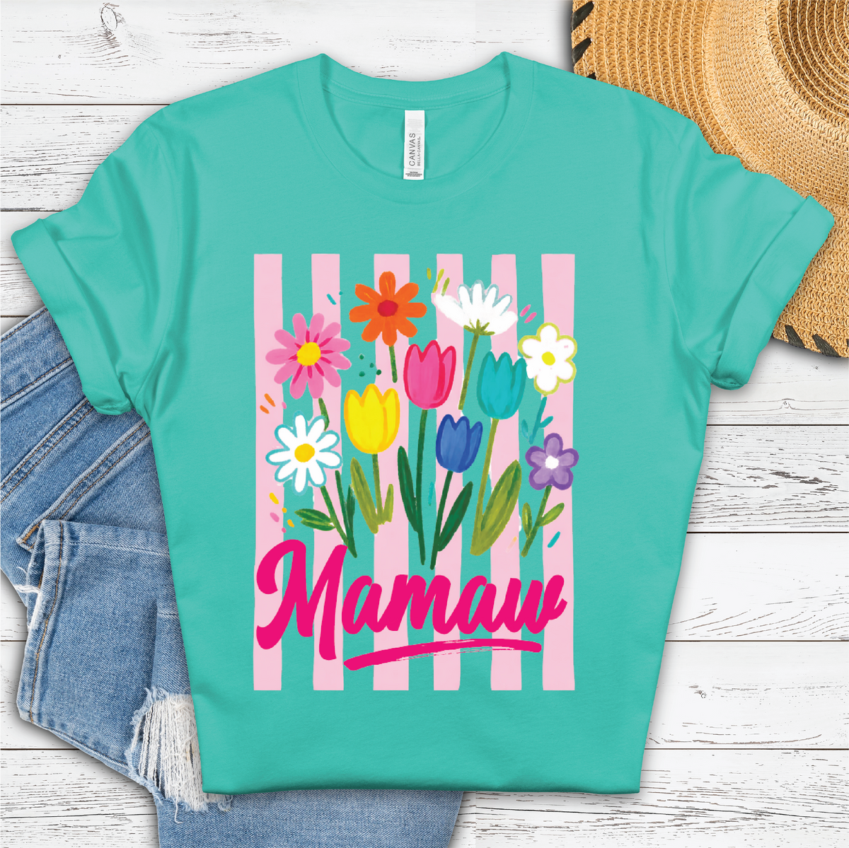 **CUSTOMIZABLE** Mamaw Floral -Mothers Day Unisex Graphic Tee
