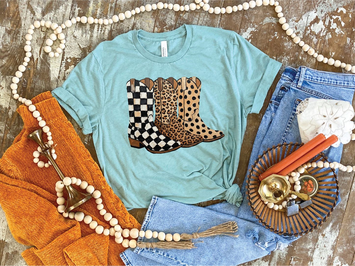 Pattern Cowgirl Boots- Unisex Graphic Tee