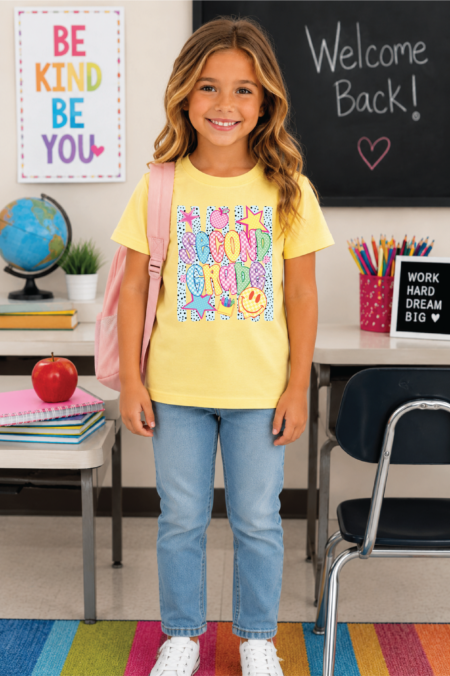 Girls 2nd Grade Stripes Back to School Graphic Tee