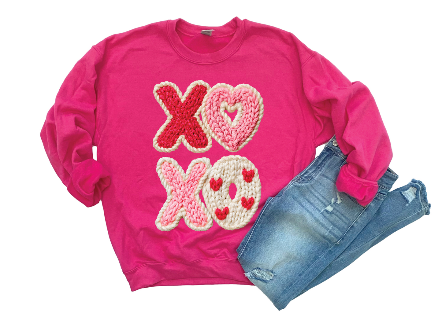 XOXO Faux Yarn- Graphic Sweater
